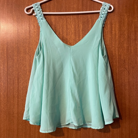 Sweet Journey teal flowy tank top. Size small. - Picture 3 of 7